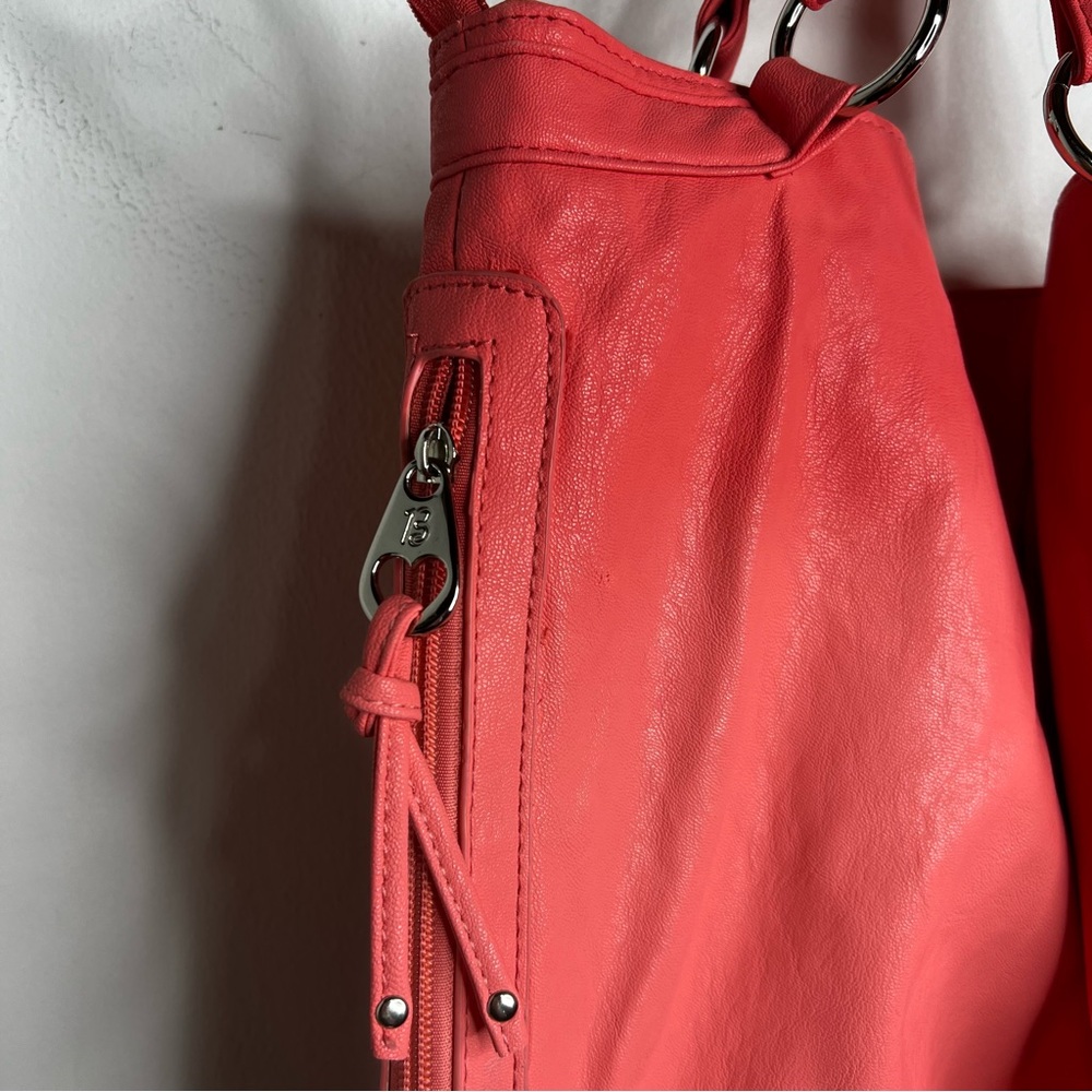 Betseyville Coral Ruffle Faux Leather Satchel Bag - Picture 4 of 16
